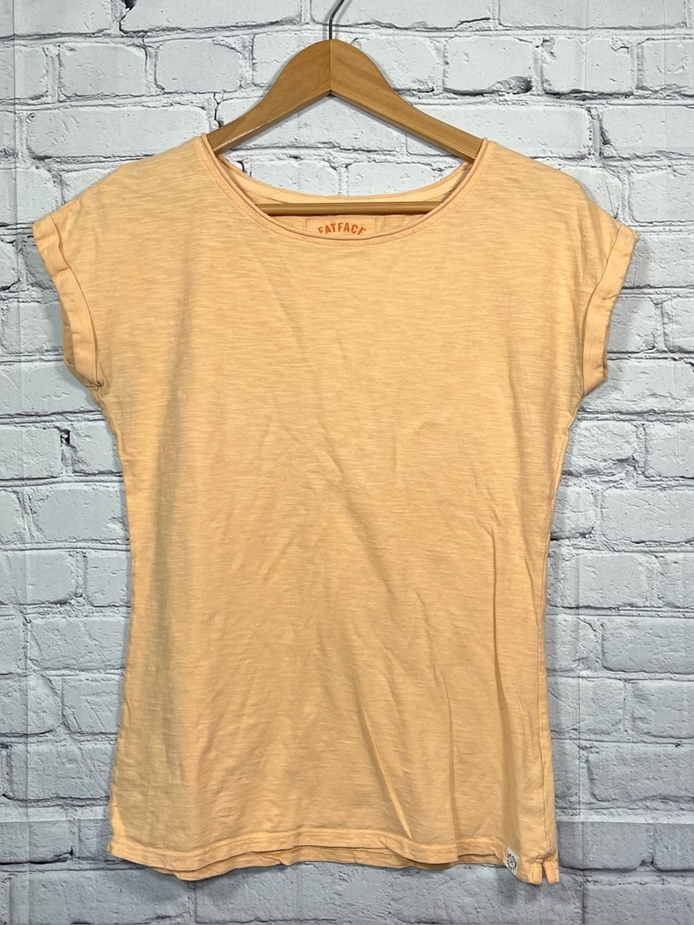 Fat Face Plain Blank T-Shirt Womens Size 6 Orange Organically Grown Cotton
